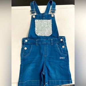DKNY Denim romper Silver front pocket. Excellent used condition.